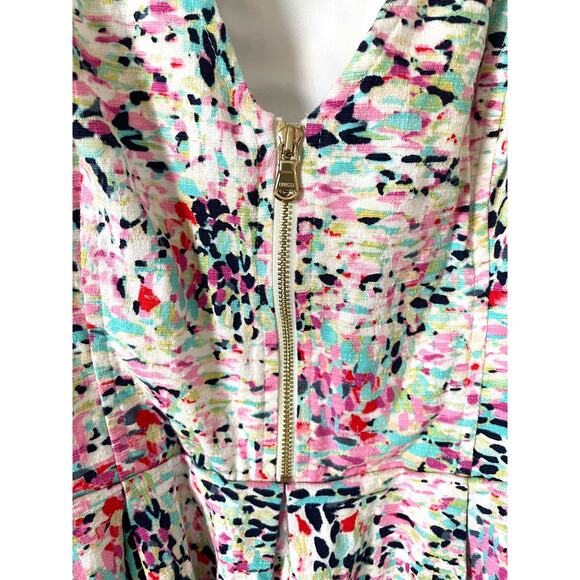Guess Fit and Flare Zipper Mini Dress White Multi Color Size 2 - Picture 5 of 9
